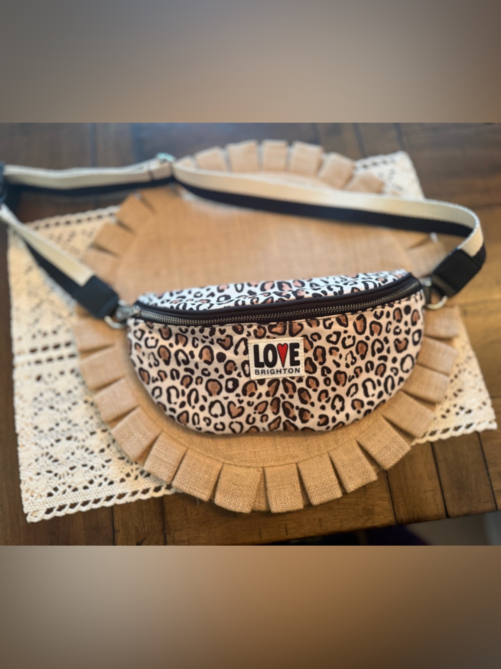 Brighton Leopard Print Crossbody Belt Bag - Cream, Brown, Black